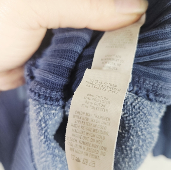 Aerie Checked Out Blue Oversized Boxy Slouchy Crewneck Sweatshirt XL - Picture 7 of 7